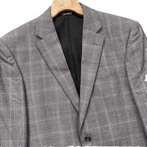 Jos. A. Bank Blazer Mens 40R Gray Wool Tailored Fit Traveler's Collection Plaid
